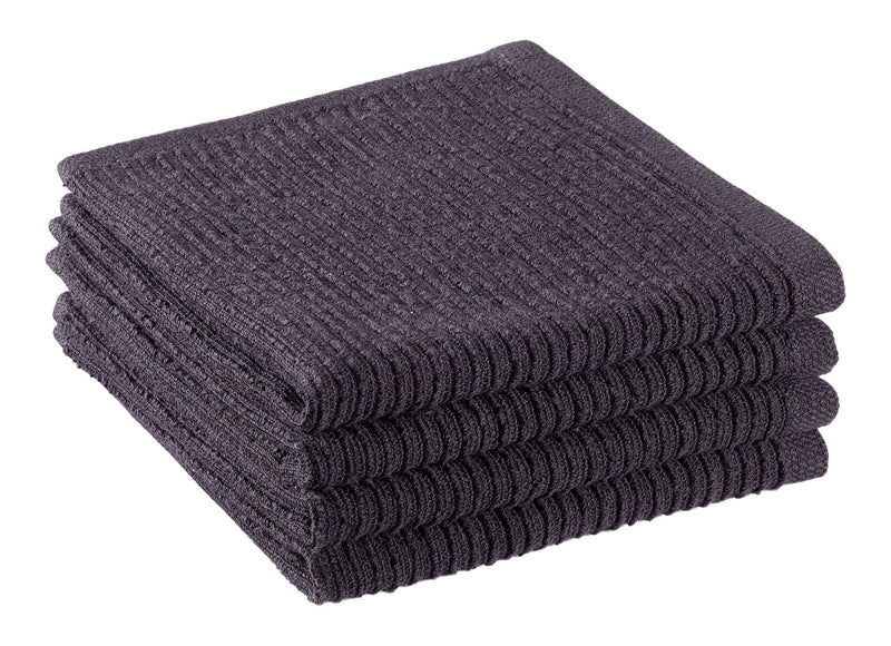 All-Purpose Ribbed Cotton Terry Square Dish Cloths, Black, 4-pk H7990