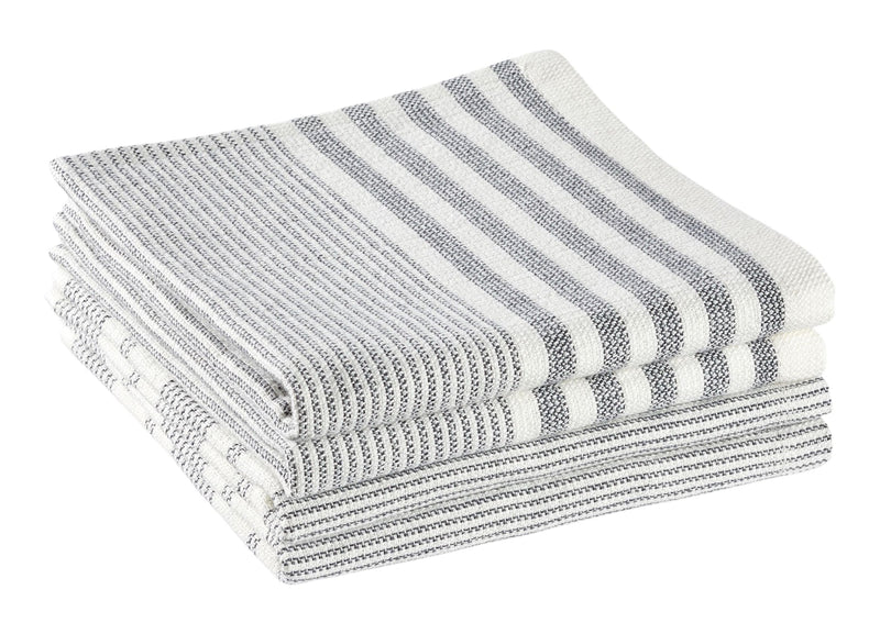 All-Purpose Striped Cotton Terry Square Dish Cloths, Grey, 4-pk B2750