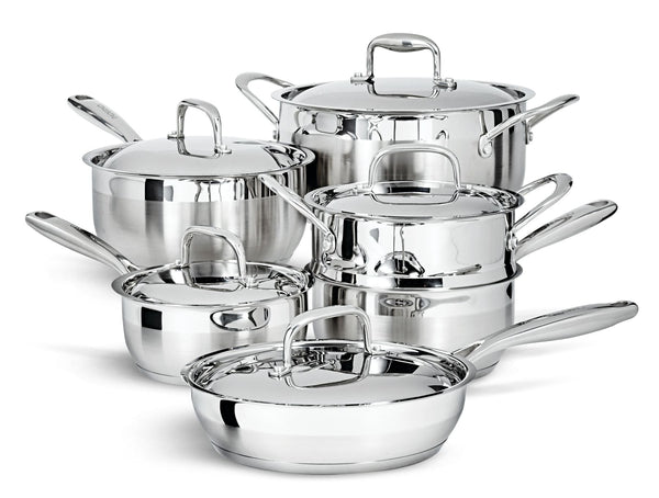 Canadian Classic Stainless Steel Cookware Set, Dishwasher & Oven Safe, 11-pc L9509