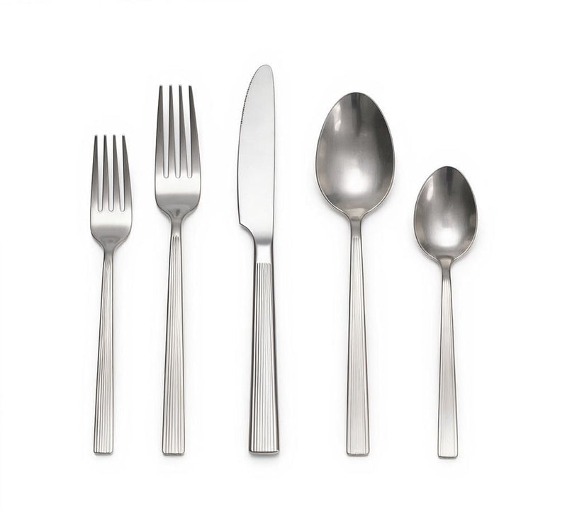 Pinette Refined Rib Mirror Finish Stainless Steel Flatware Set, Serves 12, 60-pc A0671