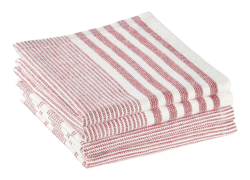 Striped Cotton Terry Square Dish Cloths, Red, 4-pk M6406