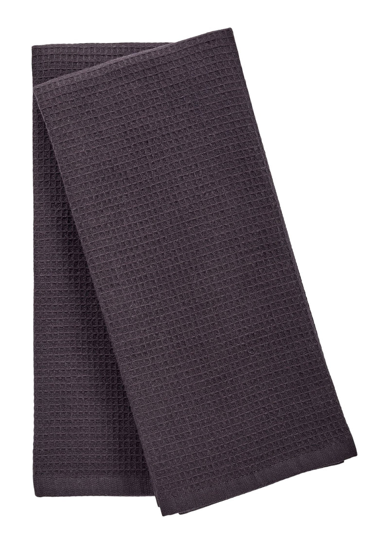 Waffle Cotton Terry All-Purpose Kitchen Towels, Black, 2-pk I1257