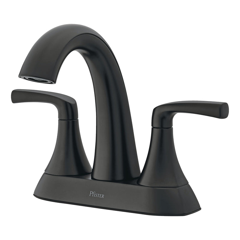 Rancho Double Handle 4-in Centreset Bathroom Sink Faucet Push & Seal Drain, WaterSense Certified, Matte Black A9719
