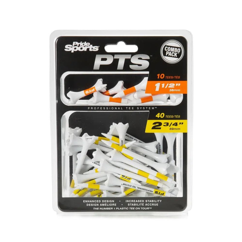 Pride Evolution Plastic Golf Tee Combo Pack, 40-pk, White E0400