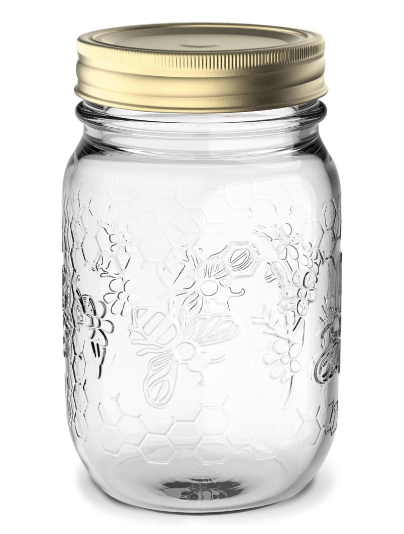 Mason Regular Mouth Honey Bee Canning Jar, 16-oz, 4-pk M6782