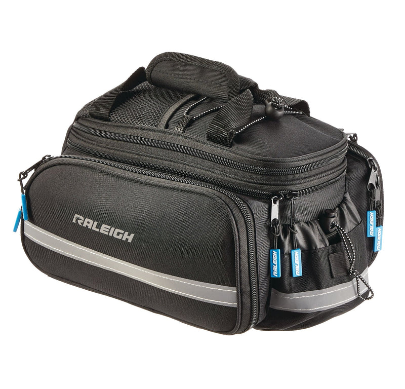 Expandable Rack Top Bike Bag withRemovable Carry Strap & Reflective Strip, Black Z0989