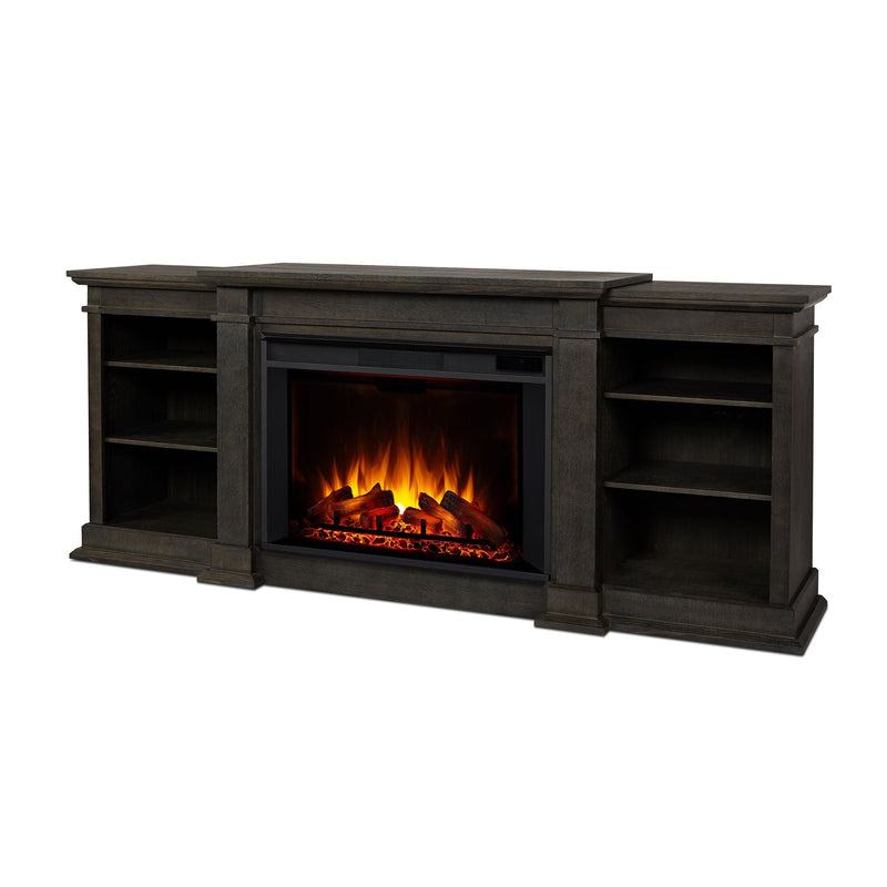 Eliot Grand Entertainment VividFlame Electric Fireplace TV Stand, 1500W, Includes Remote Control & Firebox, Antique Grey O2567