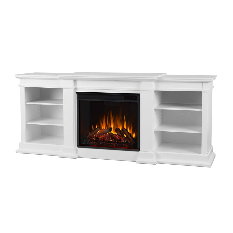 Fresno Electric Media Indoor Electric Fireplace TV Stand, 72-in, 1500W, White S7310