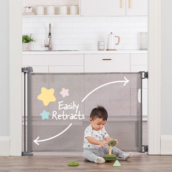 Retractable Baby Safety Gate, 50-in, Grey L7129