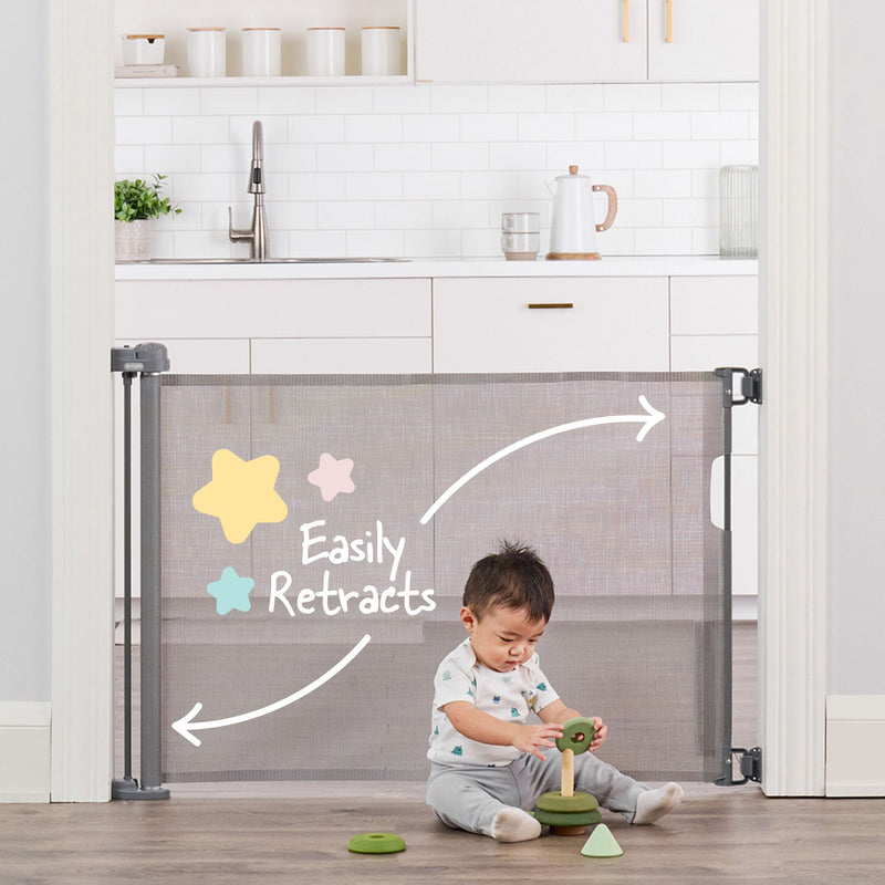 Retractable Baby Safety Gate, 50-in, Grey L7129