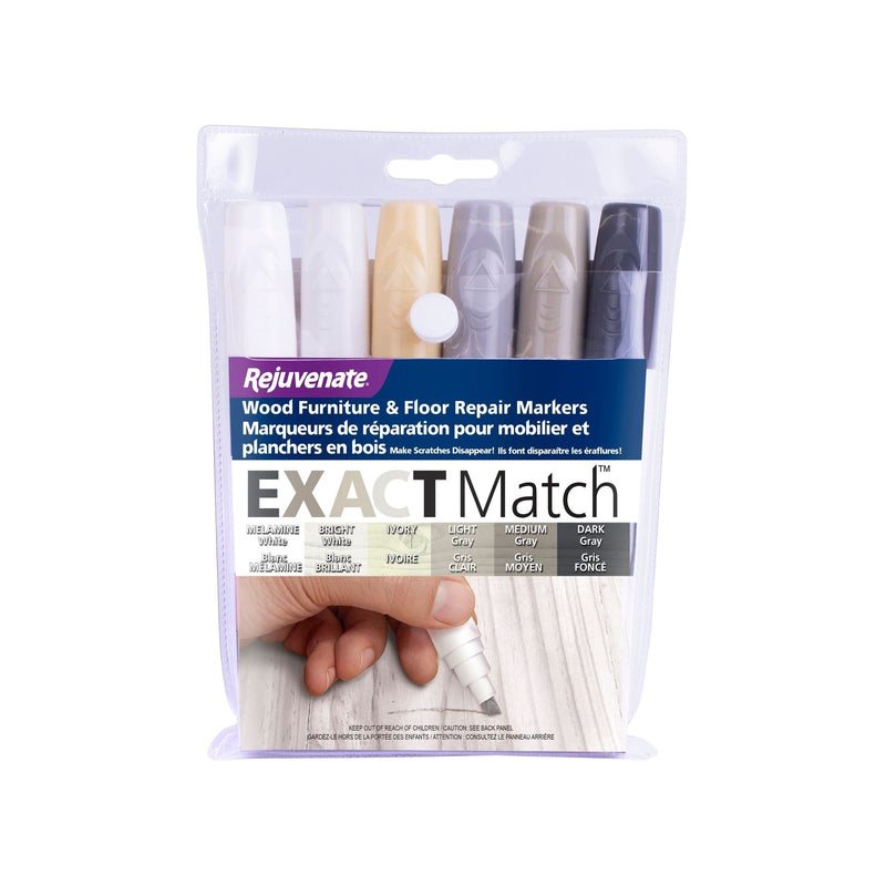 Exact Match Wood Furniture & Floor Repair Markers, White-Grey, 6 Shades X8737