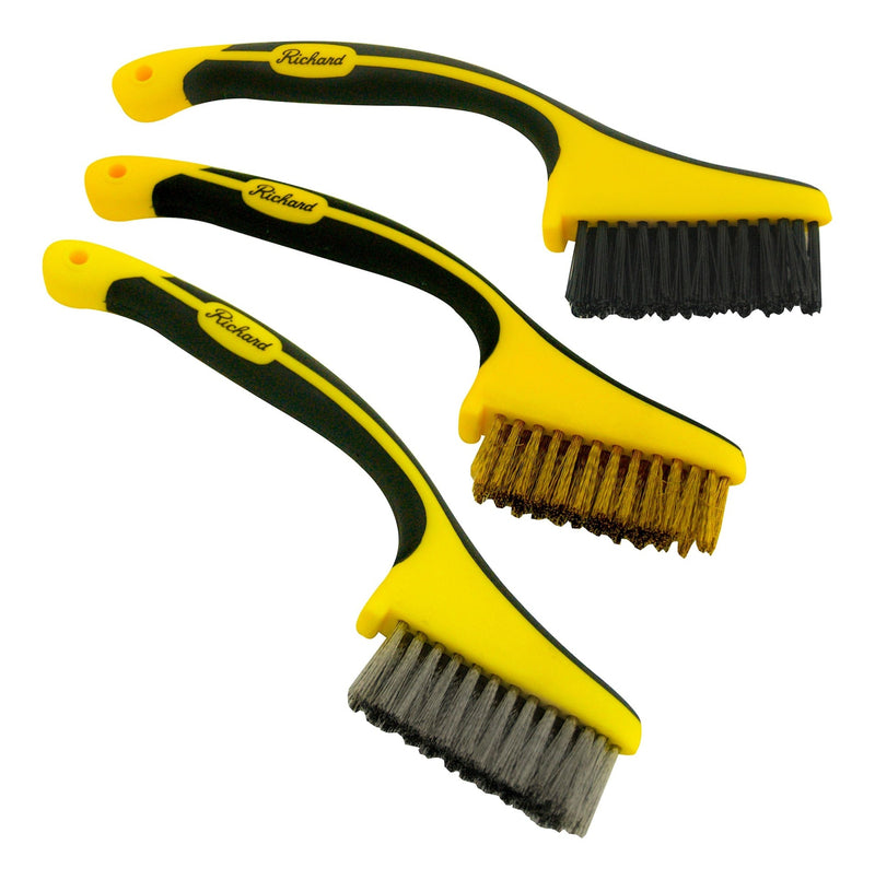 Multi-Surface Mini Metal Wire Bristle Brush Set, Removes Paint/Dirt/Rust, 3-pc X3251