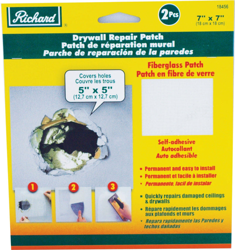 Permanent Self-Adhesive Fibreglass Mesh Drywall Repair Patch Tape, 7 x 7-in, 2-pk A2751