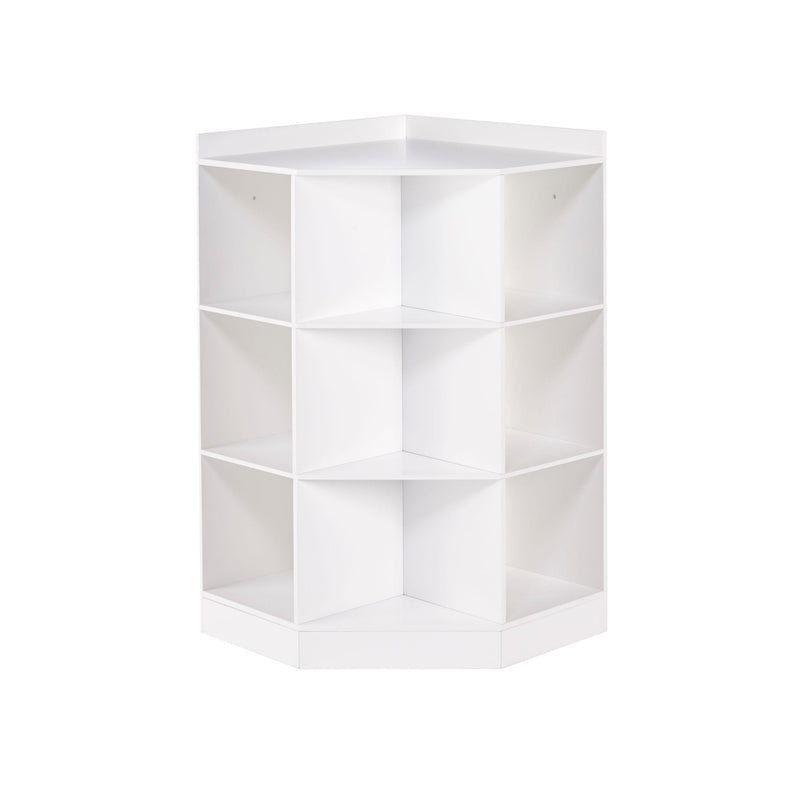 Home Kids' Playroom Corner Cabinet with 6 Toy Storage Cubbies & 3 Shelves, White X9849