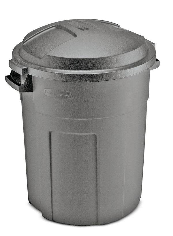 Heavy-Duty Plastic Circular Garbage Can, Black, 75.7-L B8385