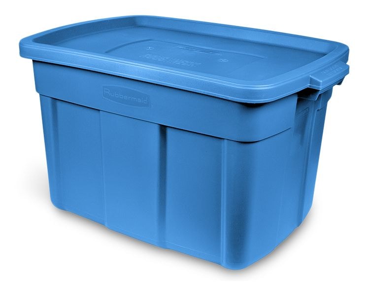 Roughneck Stackable Storage Box with Lid, 68-L, Blue Y5338