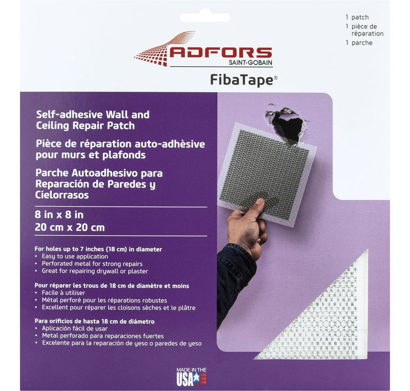 Self-Adhesive Wall & Ceiling Hole Repair Patch For Drywall & Plaster, 8 x 8-in S2391