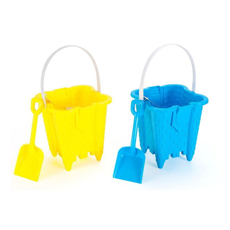 Sand Castle Bucket & Shovel Set, Blue/Green/Red/Yellow, Assorted, Ages 2+, for Beach/Pool Fun Activities D7279