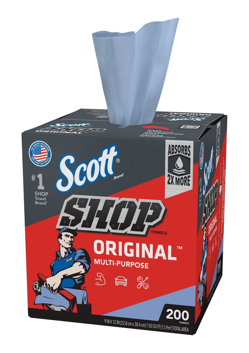 Multi-Purpose Shop Paper Towels, 9 x 12-in, Blue, 200-pk T8573