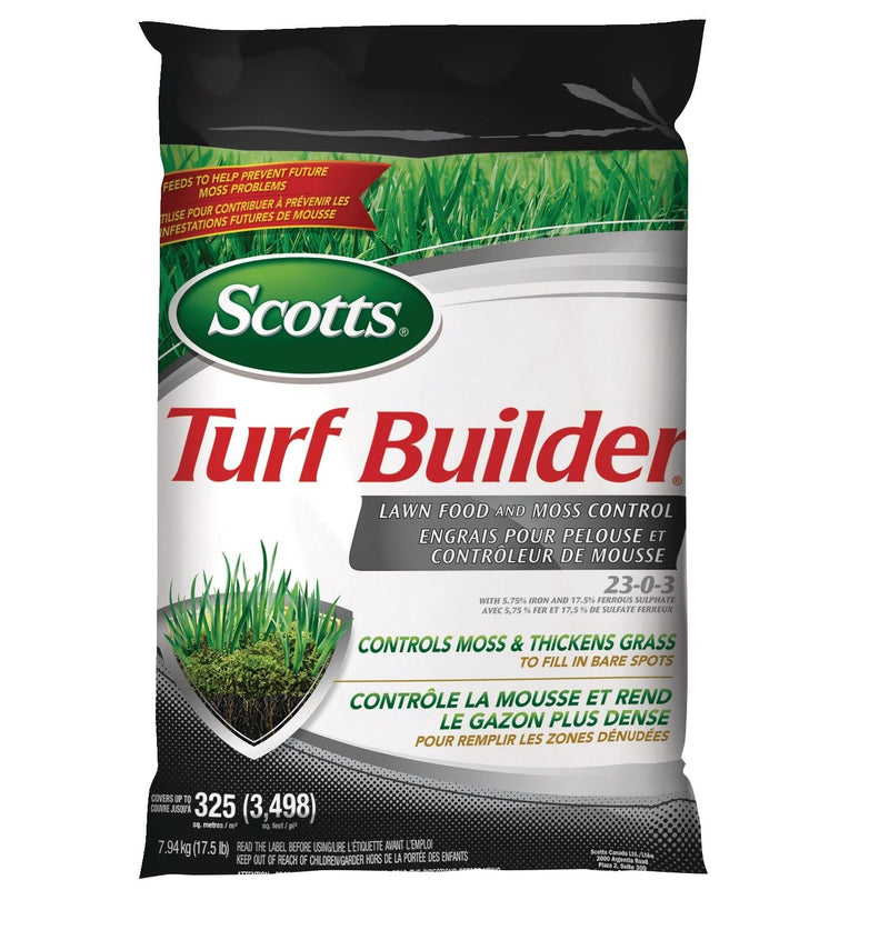Turf Builder Lawn Food and Moss Control, 23-0-3, 7.94-kg, 325-m² U8314