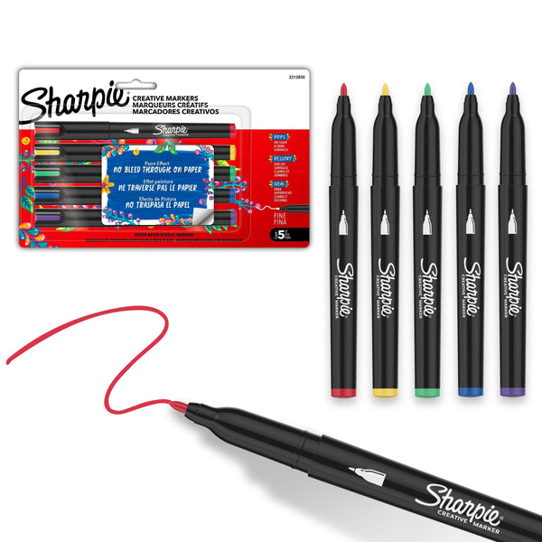 Creative Markers, Fine Tip, 5 Pieces, Assorted Colours L2863