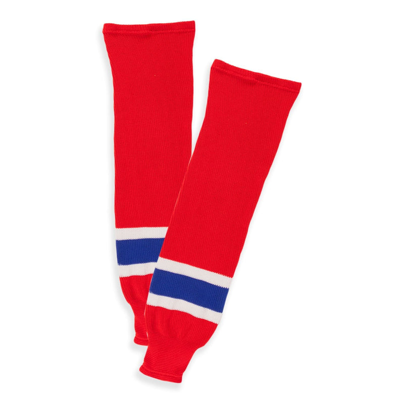 Knit Hockey Socks, Red/Navy/White, Assorted Sizes E7838