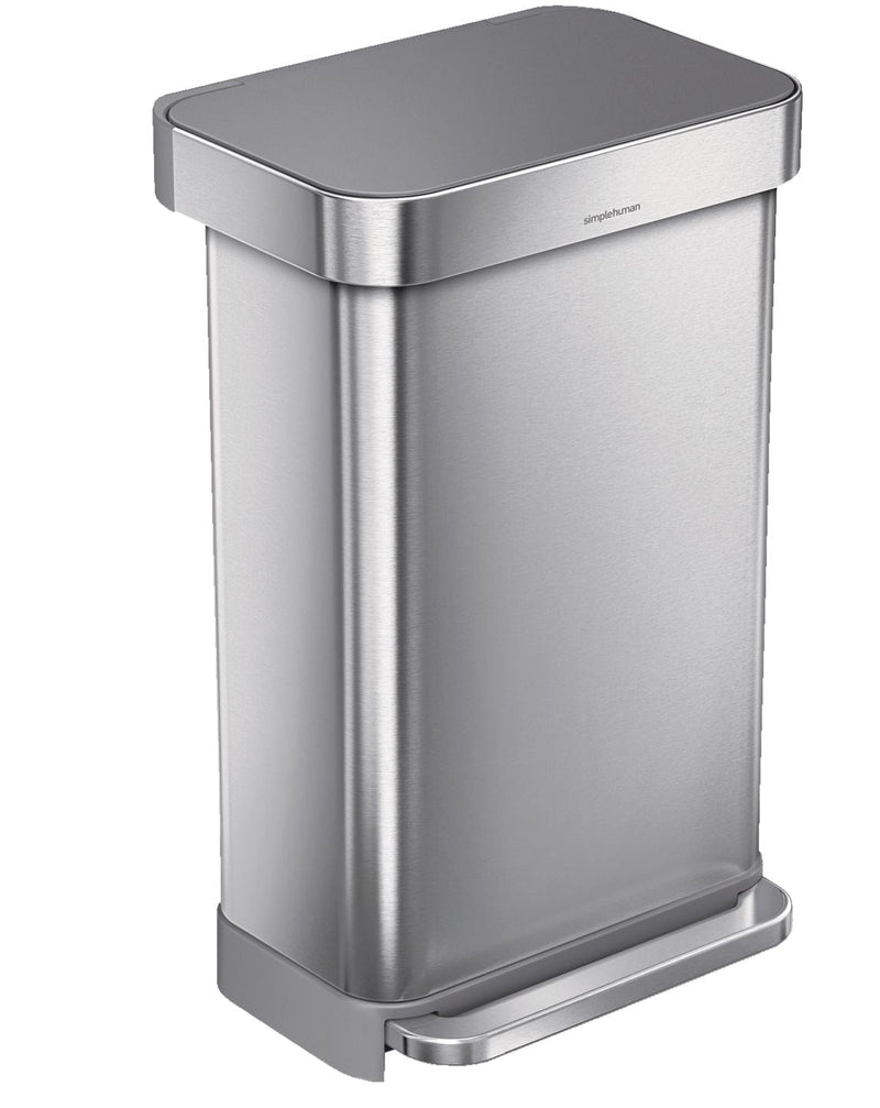 Stainless Steel and Plastic Rectangular Step Garbage Can, 45-L N6008