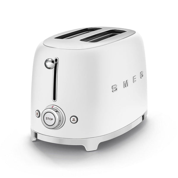 50's Retro Style Wide Slot Pop Up Electric Toaster with 6 Settings, 2-Slice, Matte White X2549