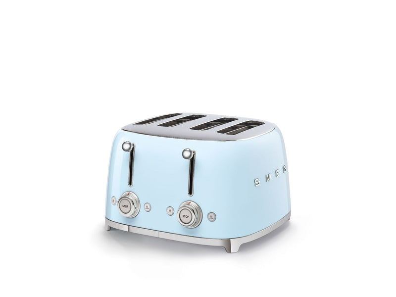 50s Retro Style Wide Slot Pop-up Toaster, 4-Slice, Pastel Blue X5105