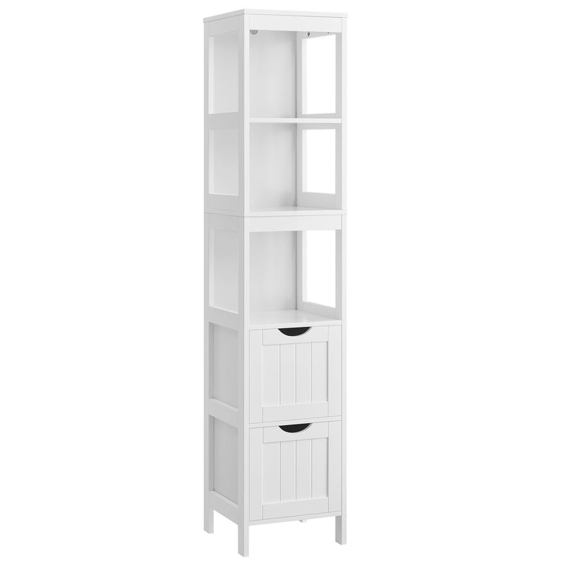 Home 2-Drawer White Cabinet with 3 Open Shelves C1412
