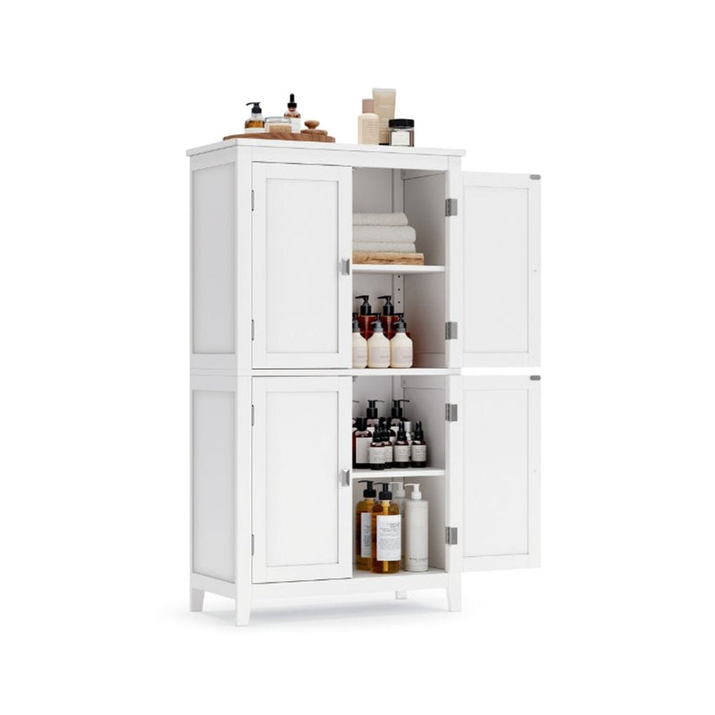 Home 4-Door White Storage Cabinet with Adjustable Shelves C0221