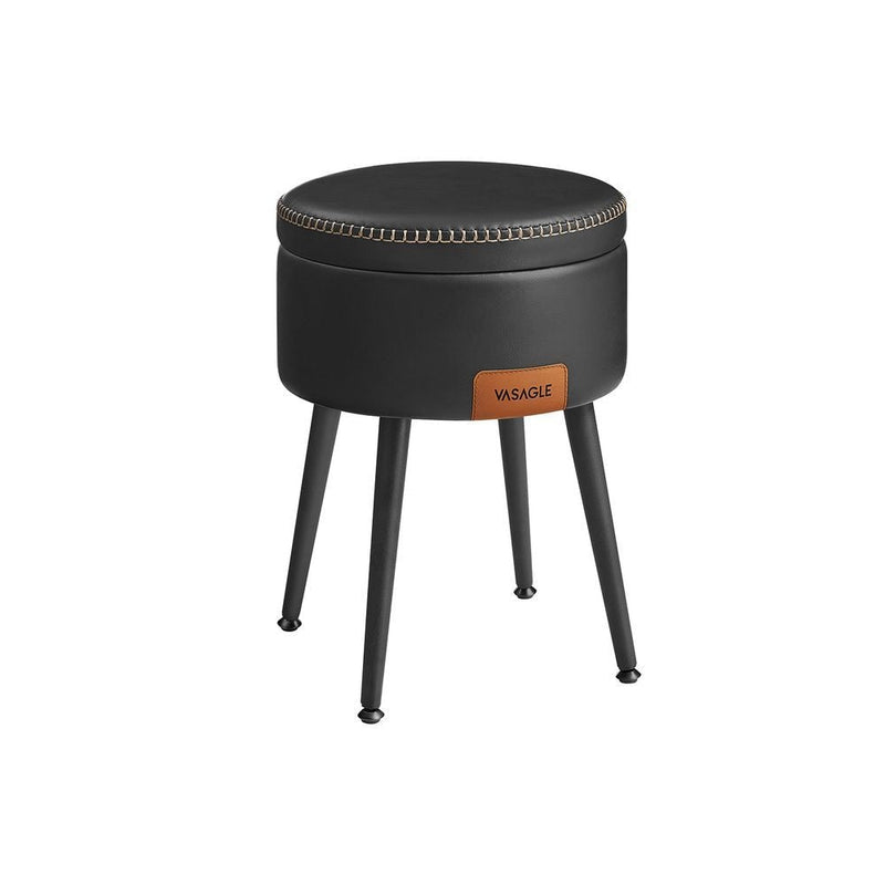 Home Ink Black Storage Stool with Footrest H3697