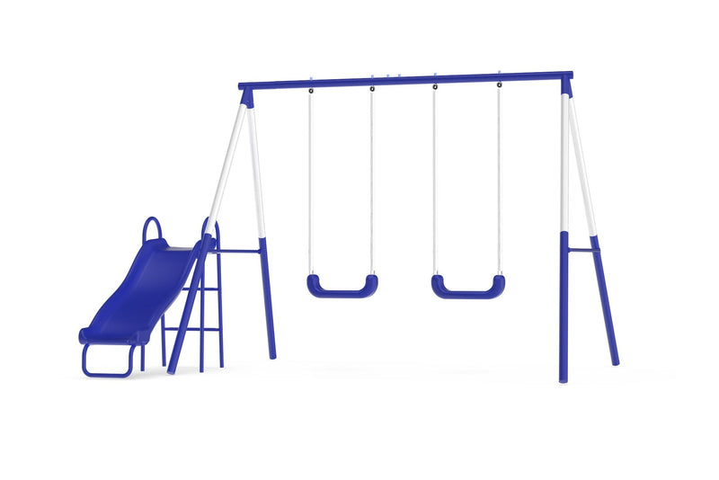 Play Time Kids' 3 Station Metal Swing Set with Slide B5529