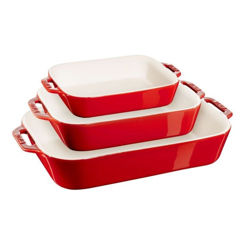 Nestable Cherry Non-Stick Ceramic Rectangular Baking Dish Set, 3-pc N4828