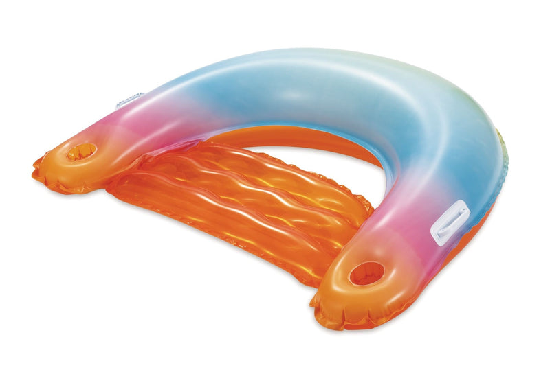 Sunset Inflatable Ombre Pool Floating Chair with Cup Holders, Multi-Colour B6965