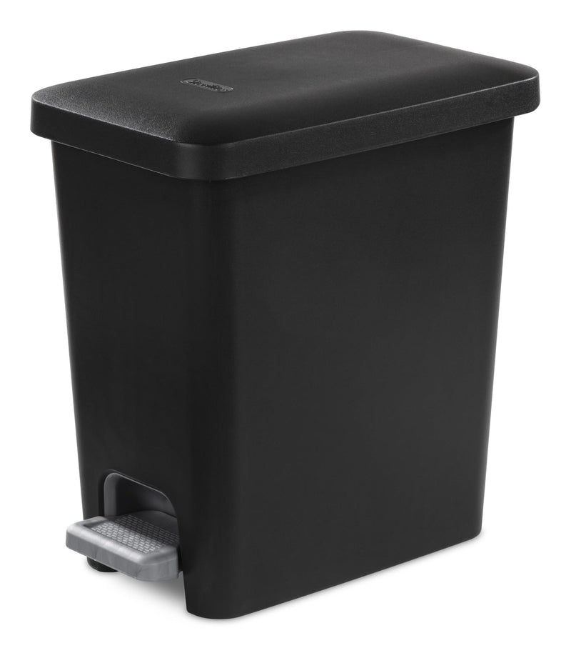 Ultra Plastic Rectangular Step Garbage Can, Black, 10.2-L D2532