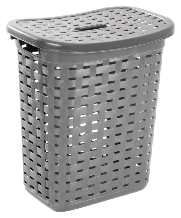 Weave Laundry Hamper, Plastic, Grey E9722
