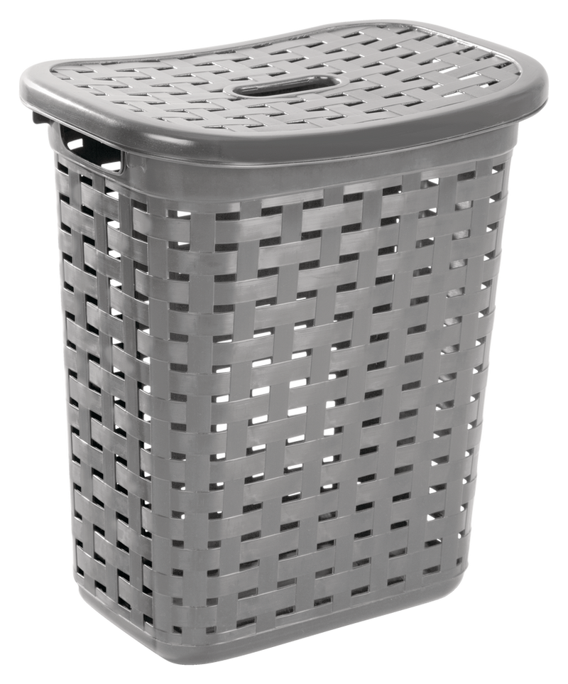 Weave Laundry Hamper, Plastic, Grey E9722