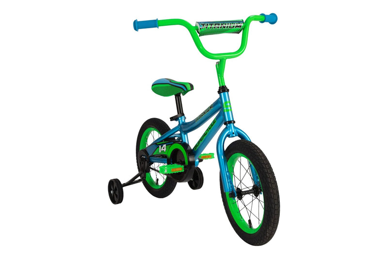 Titanium Kids' Bike with Training Wheels, Blue,14-in G0296