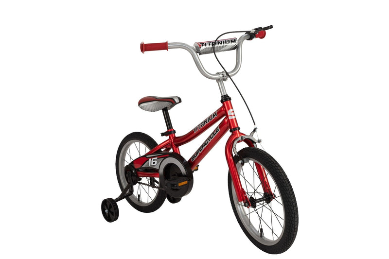 Titanium Kids' Bike with Training Wheels, Red, 16-in O5433