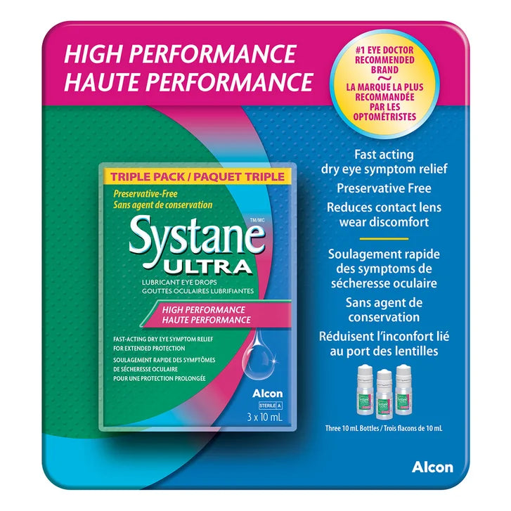 Systane Ultra Lubricant Eye Drops, Preservative Free, 3 x 10 mL Bottles N6410
