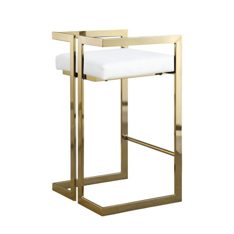 White Cushioned Harvey Stool with Gold Frame A7151