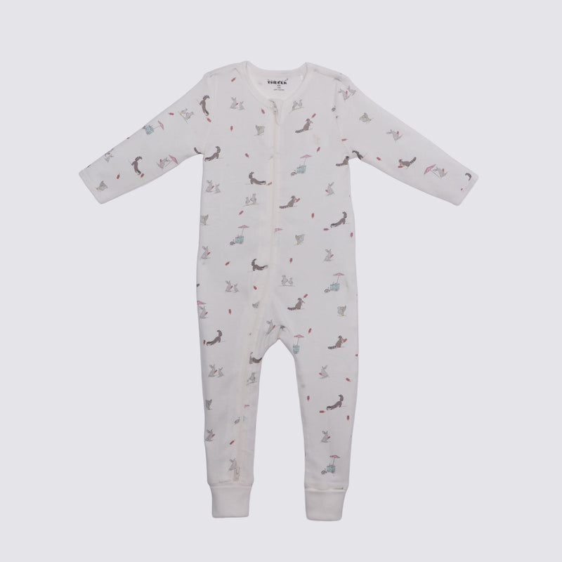 Racoon Print Premium Organic Cotton Play and Grow Rib Foot Zippy, Various Sizes C6853