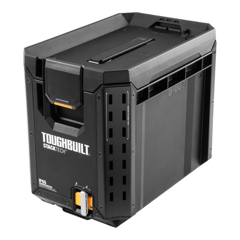 Half Portable Modular Plastic/Metal Tool Box with Inner Tray and 5 Dividers, IP65-Rated, Black J9614