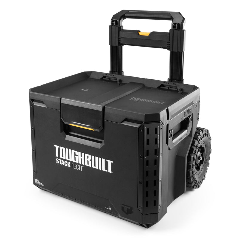 Portable Modular Plastic/Metal Rolling Tool Box with Handle and Inner Tray, IP65-Rated, Black O6330