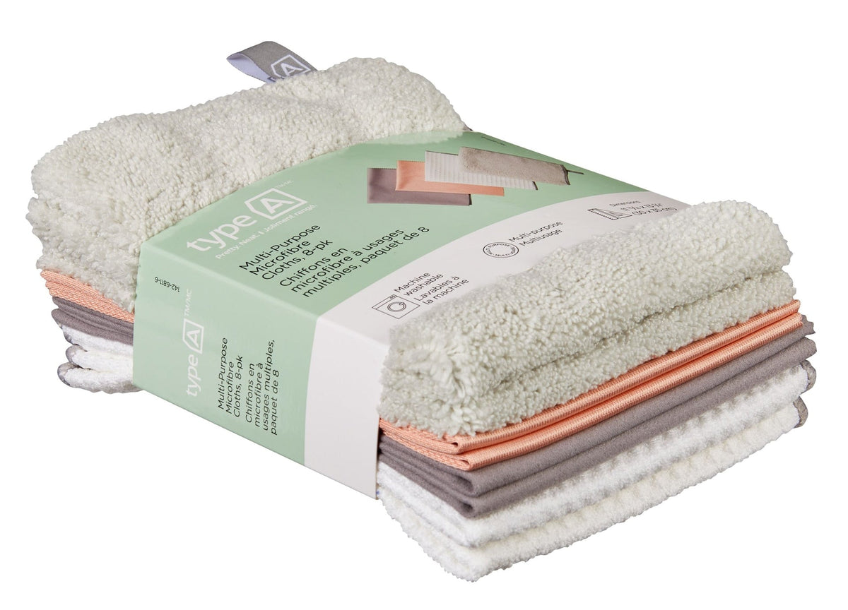 Microfibre Cloths, Assorted, 8-pk