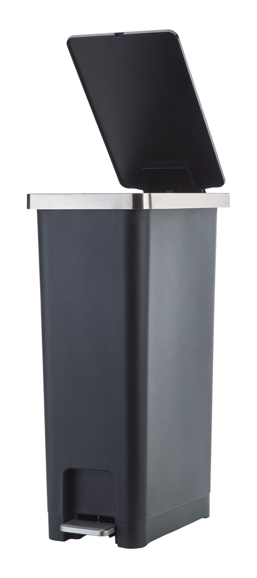 Slim Black Resin Garbage Can, 45-L