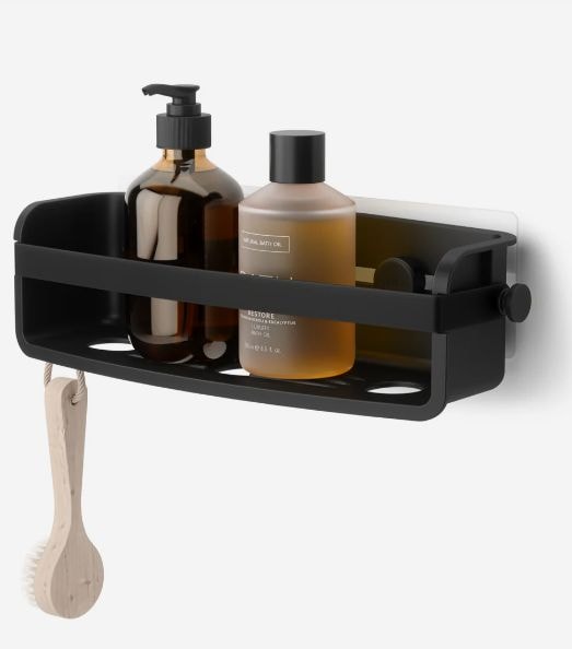 Flex Adhesive Shower Caddy Organizer Bin, Black E9963
