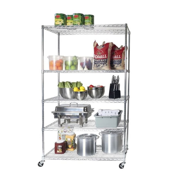 5-Tier Heavy Duty Shelving, 48-in x 24-in x 72-in, Chrome T7369