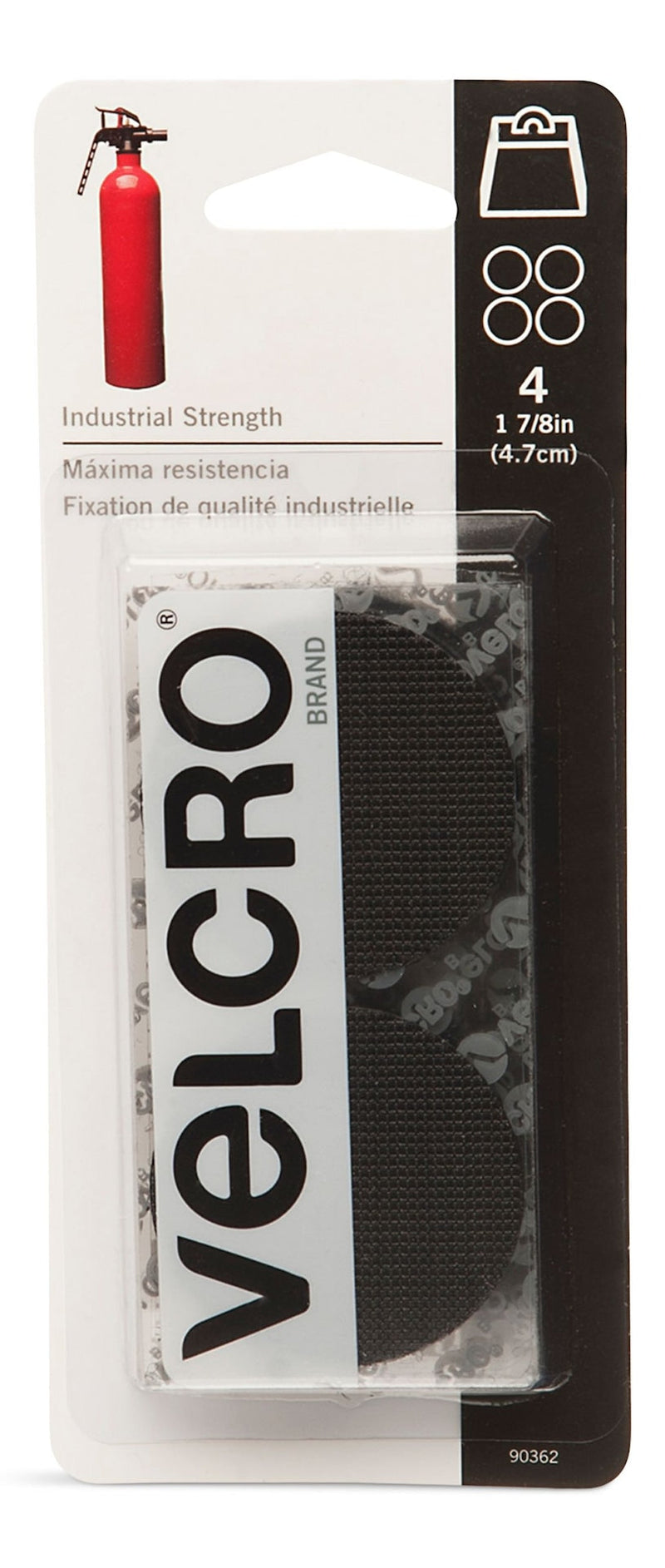 Hook-and-loop Industrial Strength Heavy Duty Adhesive Coins, Black, 7/8-in, 4-pk B2018